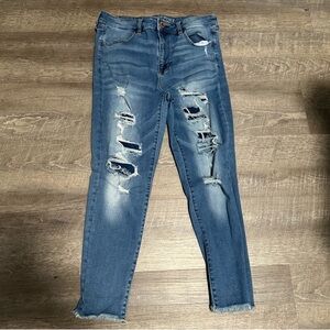 American Eagle Outfitters Ripped Blue Skinny Jeans